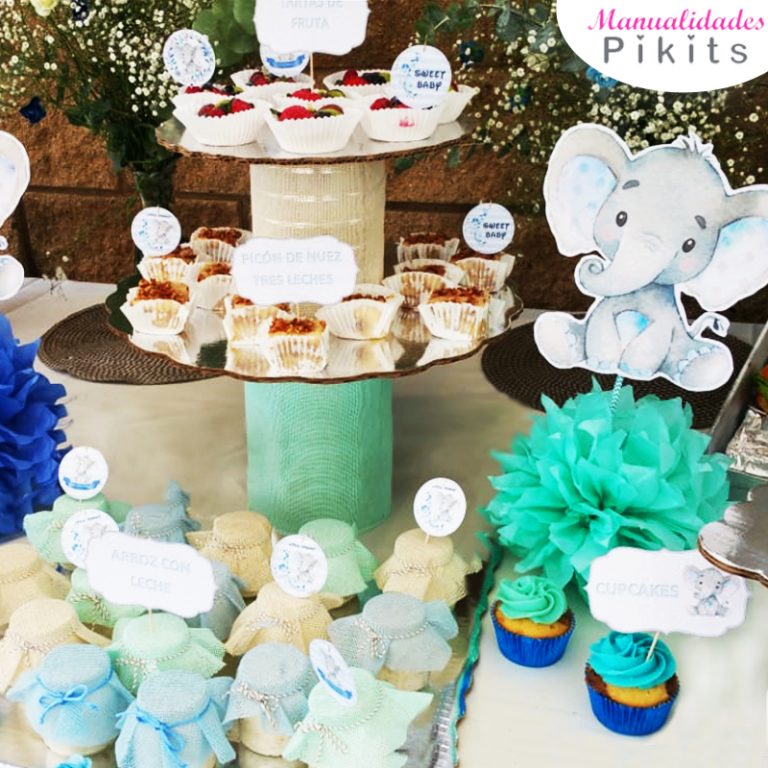 Kit para Baby Shower Elefantito Niño KITBBELEF Manualidades Pikits